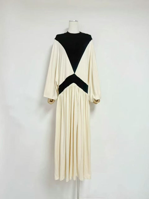 Ivory Noir Colorblock Maxi Dress