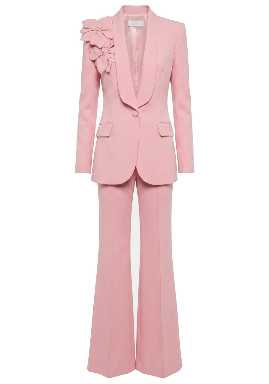 Long Sleeve Floral Detail Suit Pink