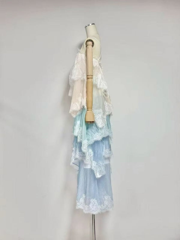 Coastal Dream Lace Maxi Dress blue
