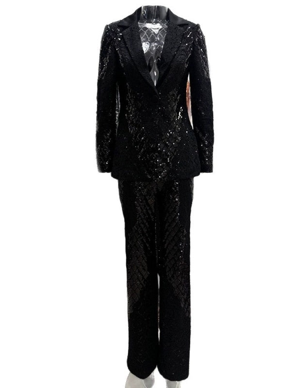Midnight Luxe Sequin Lace Suit Set