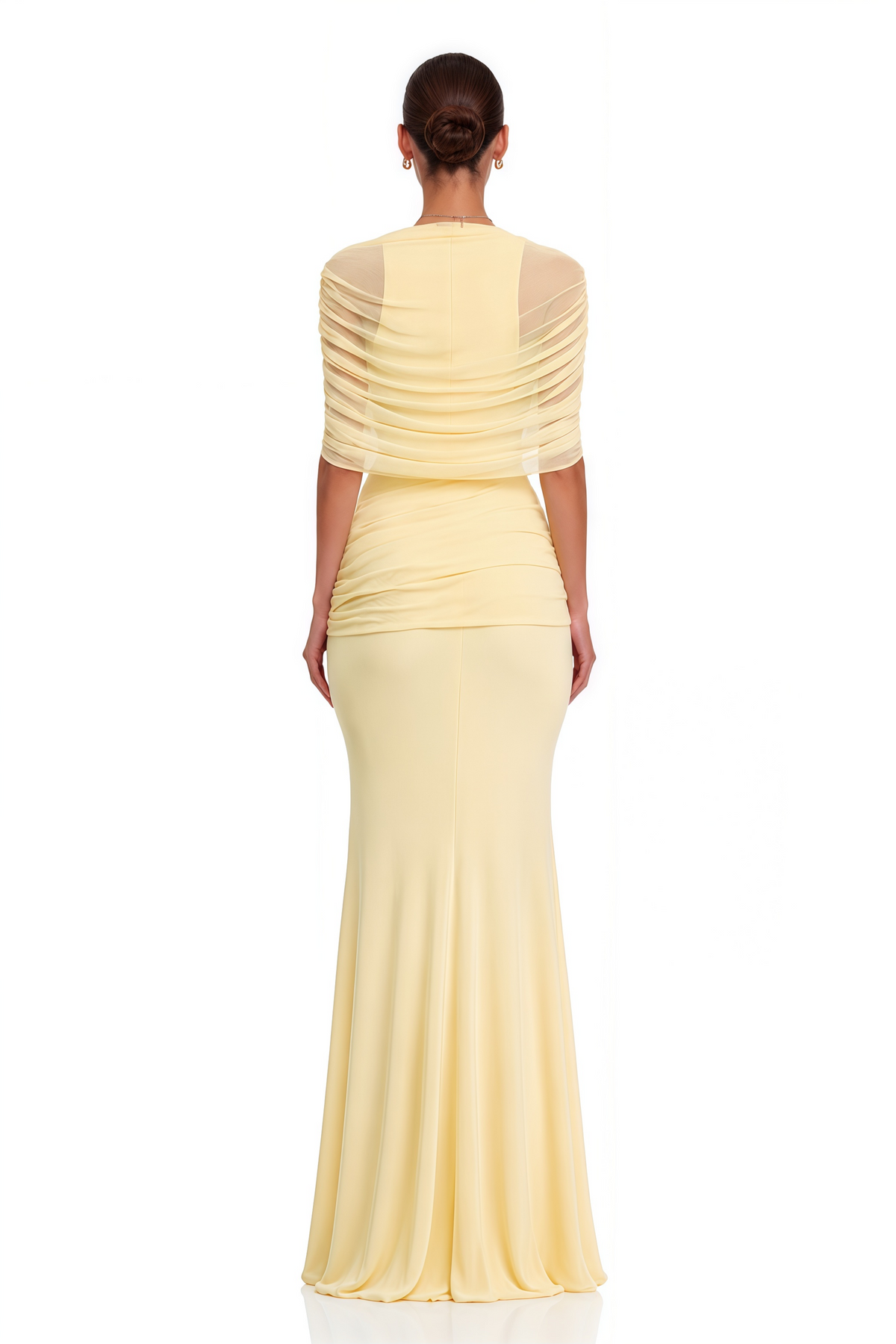 Yellow Asymmetrical Pleated Maxi Dress