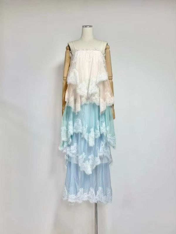 Coastal Dream Lace Maxi Dress blue