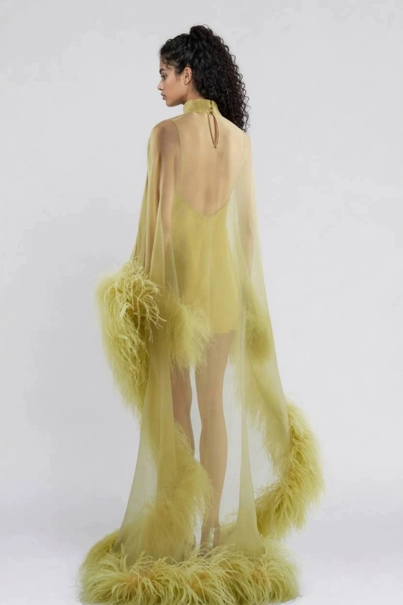 The Celeste Feather Mini Dress