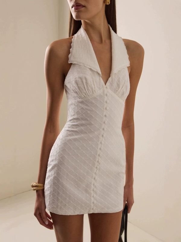 Ivory Muse Halter Mini Dress