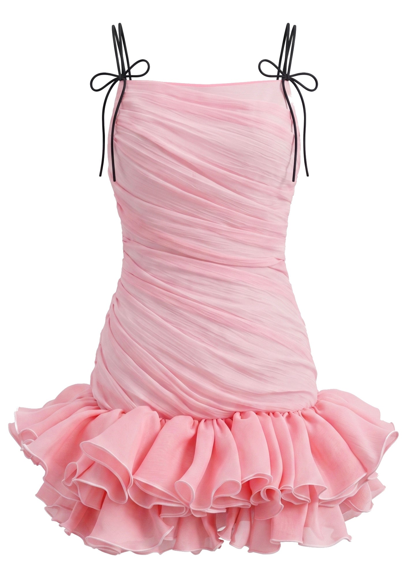 Draped Ruffle Dress Pink