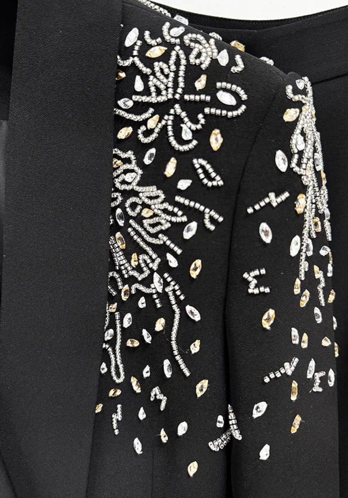 Crystal Embellished Suit Black