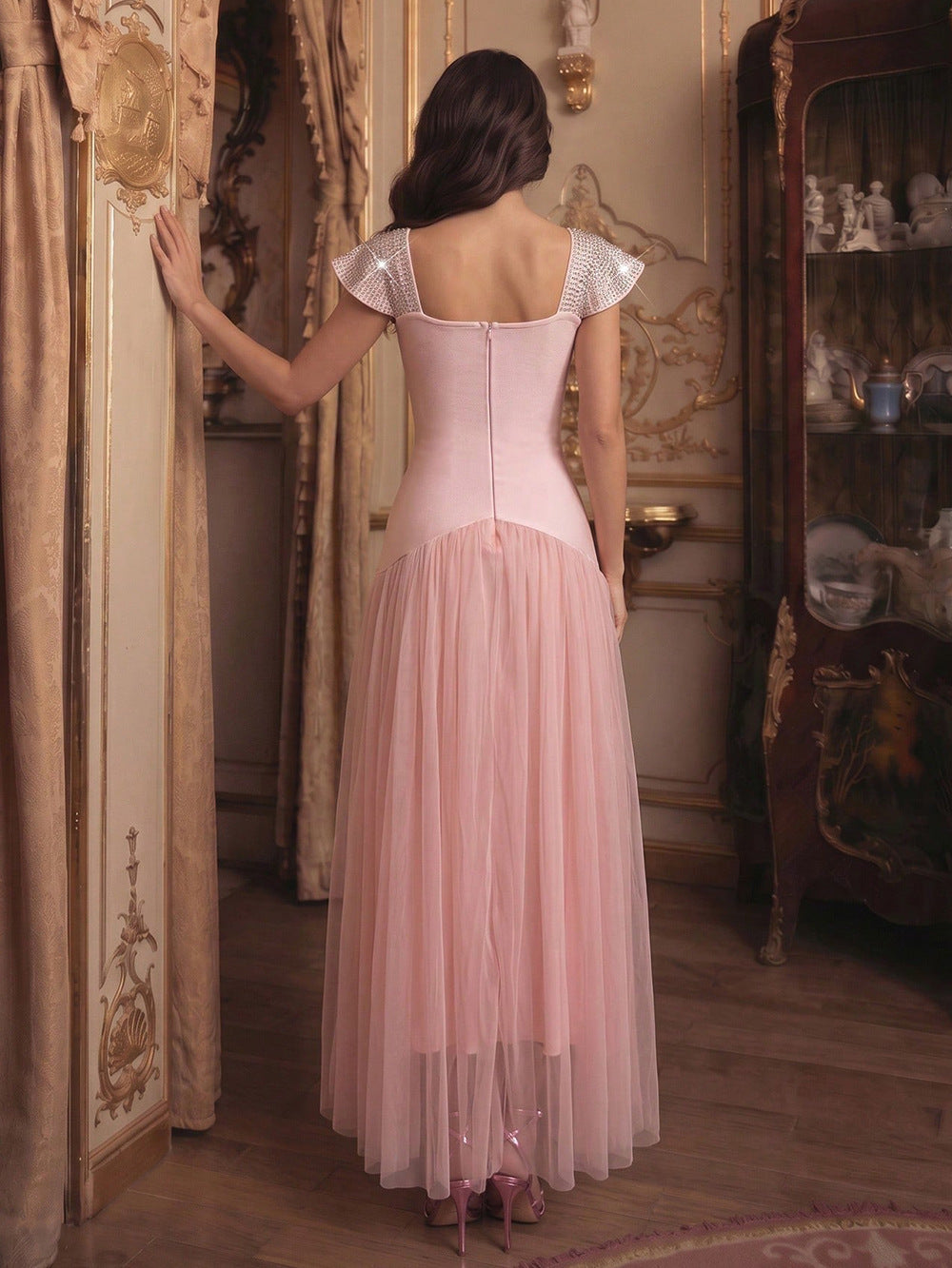 Diamond Flying sleeve Bandage Long Dress
