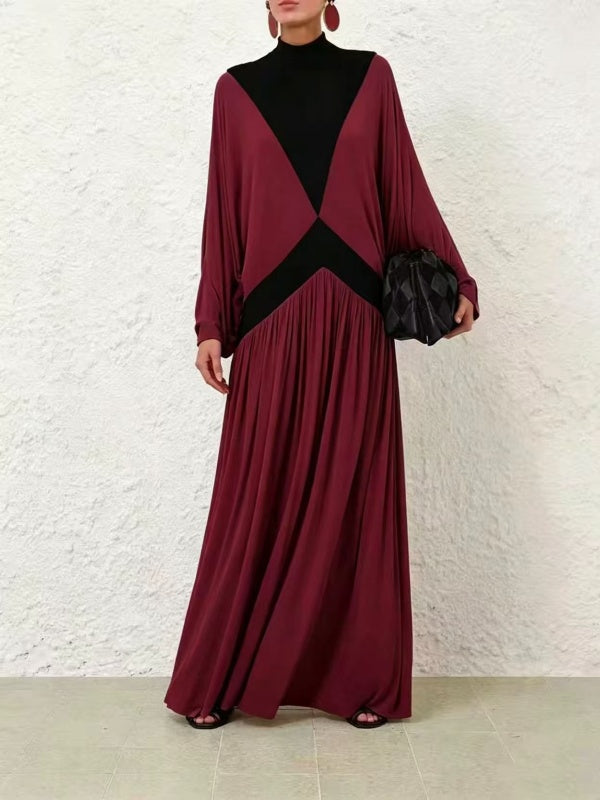 Bordeaux Colorblock Maxi Dress
