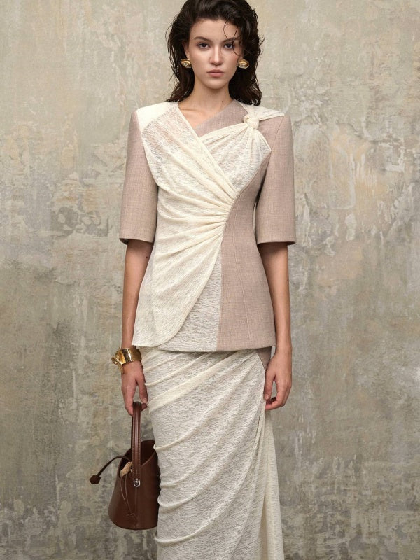 Ruched Draped skirt set