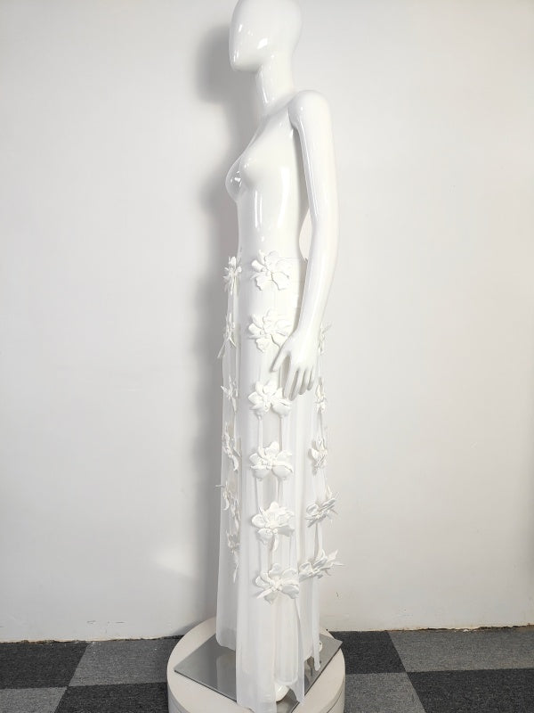 Ivory Blossom Sheer Maxi Skirt