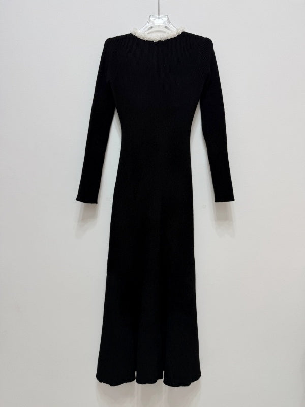 Parisian Pearl-Trim Maxi Dress