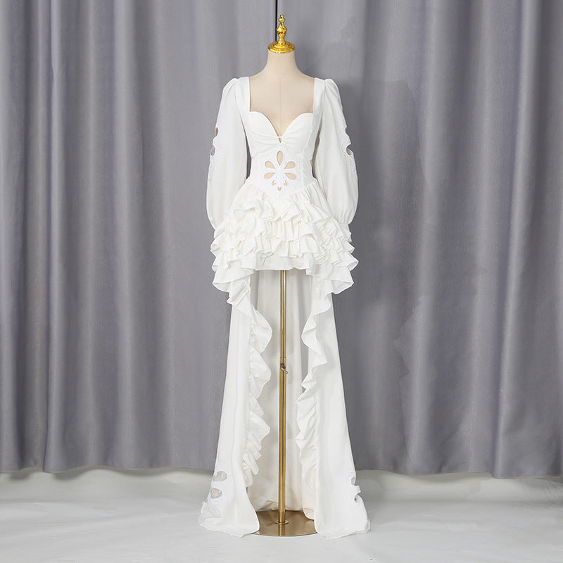 Aurelia Ivory High-Low white dress