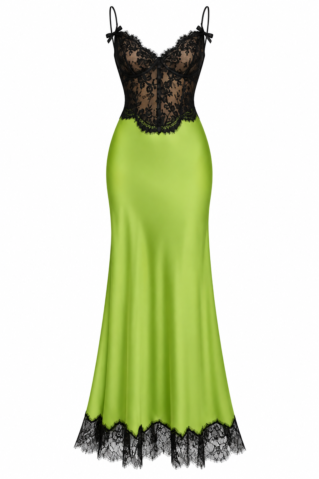 Lime Luxe Black Lace Corset Maxi Dress