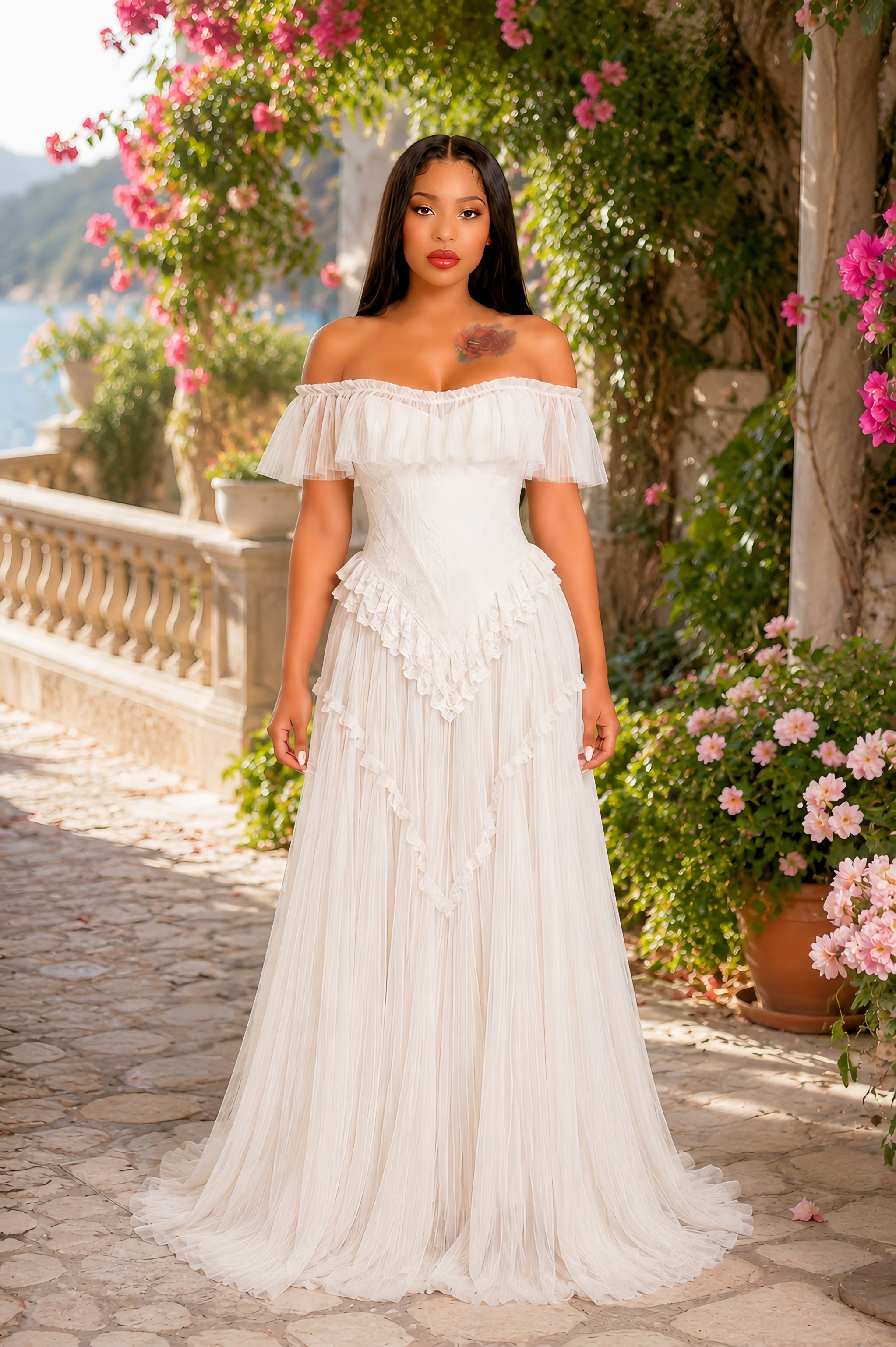 Halter Draped Corset Maxi Dress Blue