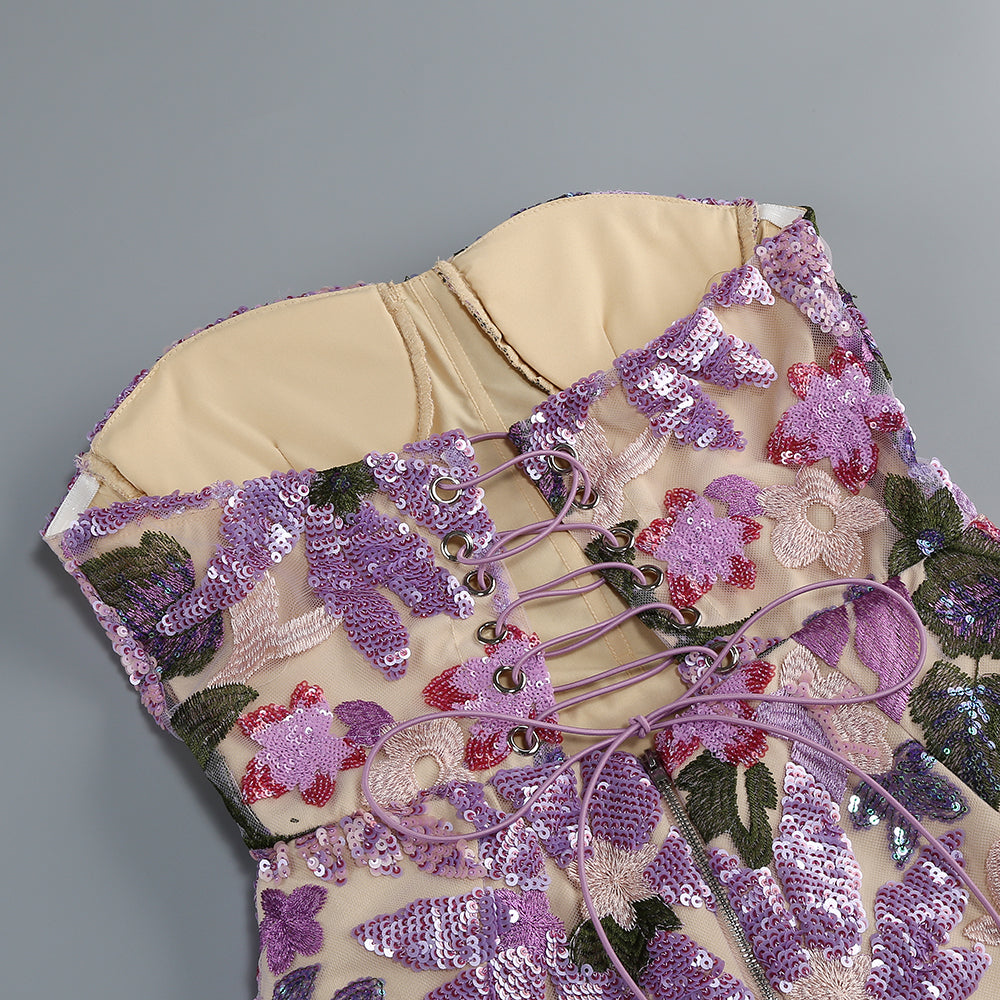 Enchanted Bloom Sequin Mini Dress