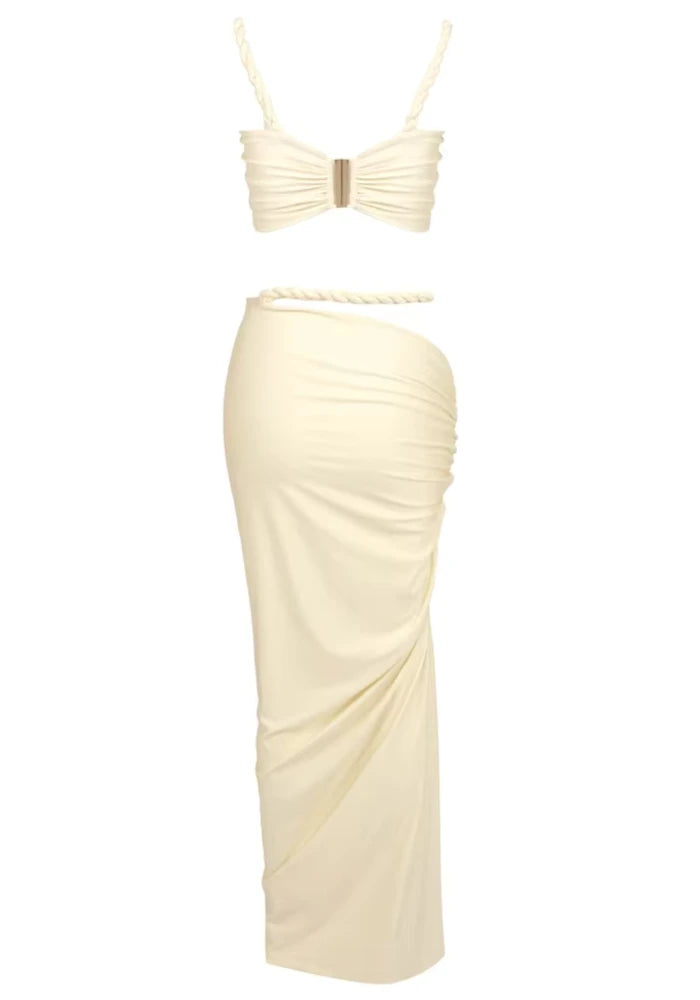 Braid Detail Two Piece Maxi Dress Yellow