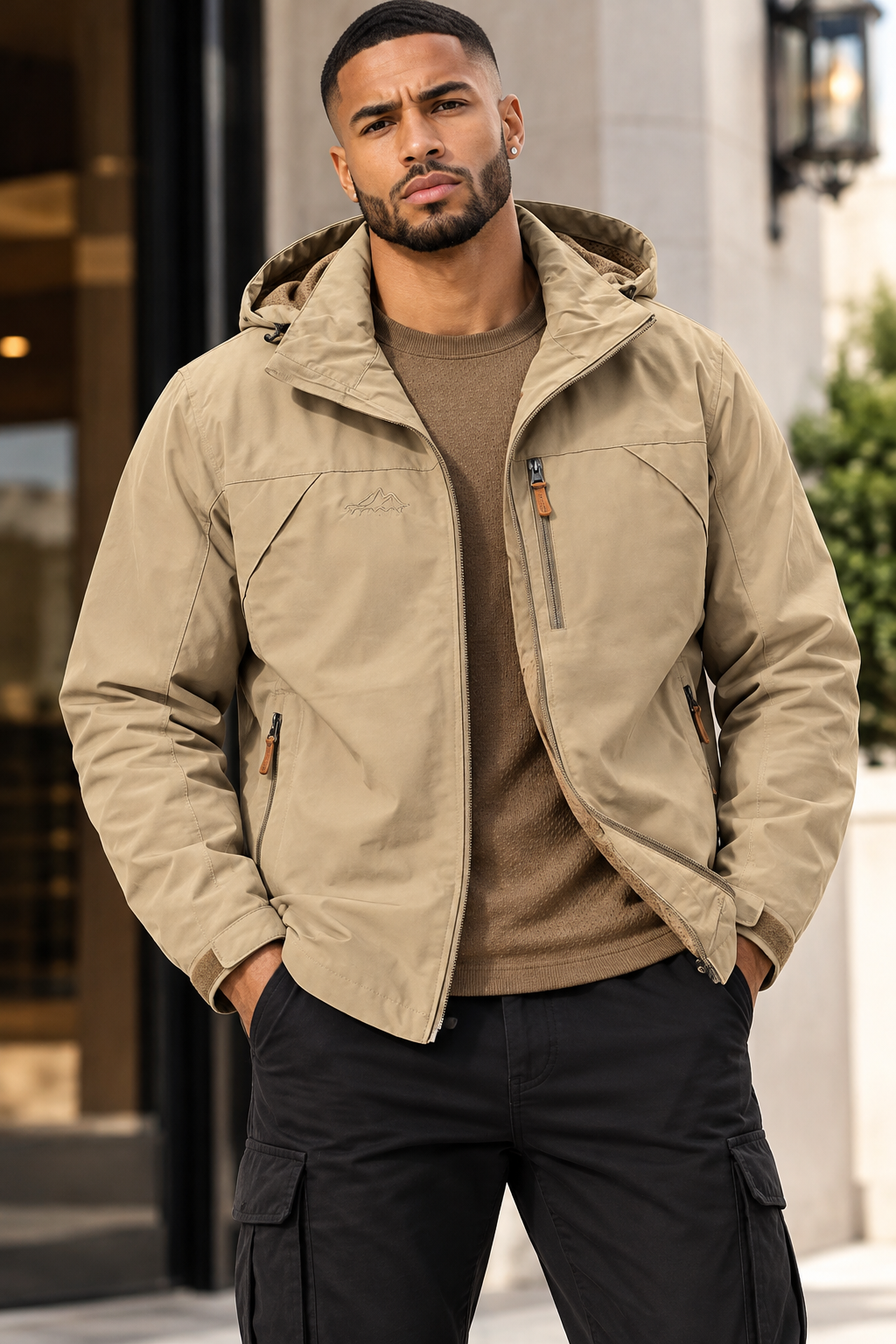 Men's Plus Size Zip Up Hooded Jacket