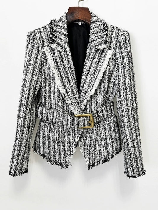 Monique Tweed Belted Blazer