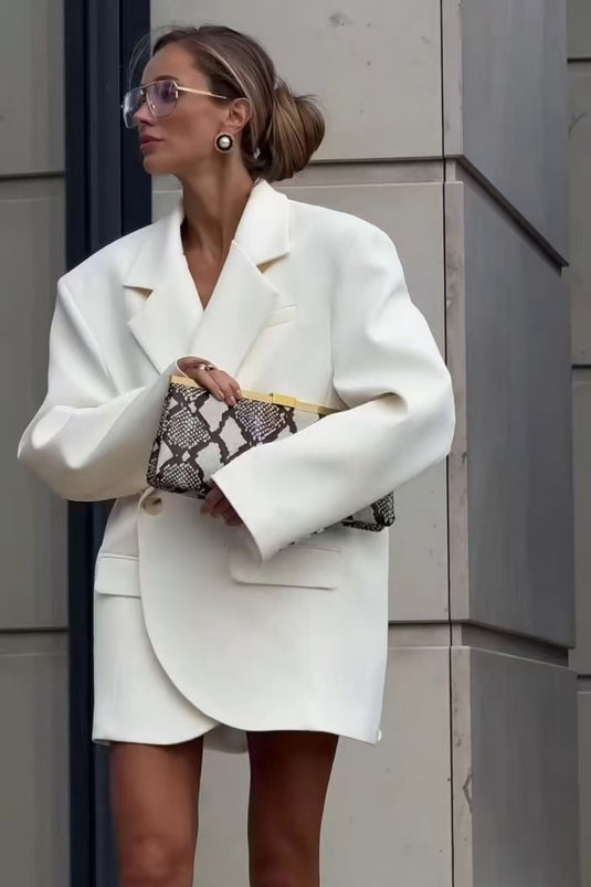 White Oversized Blazer Mini Dress