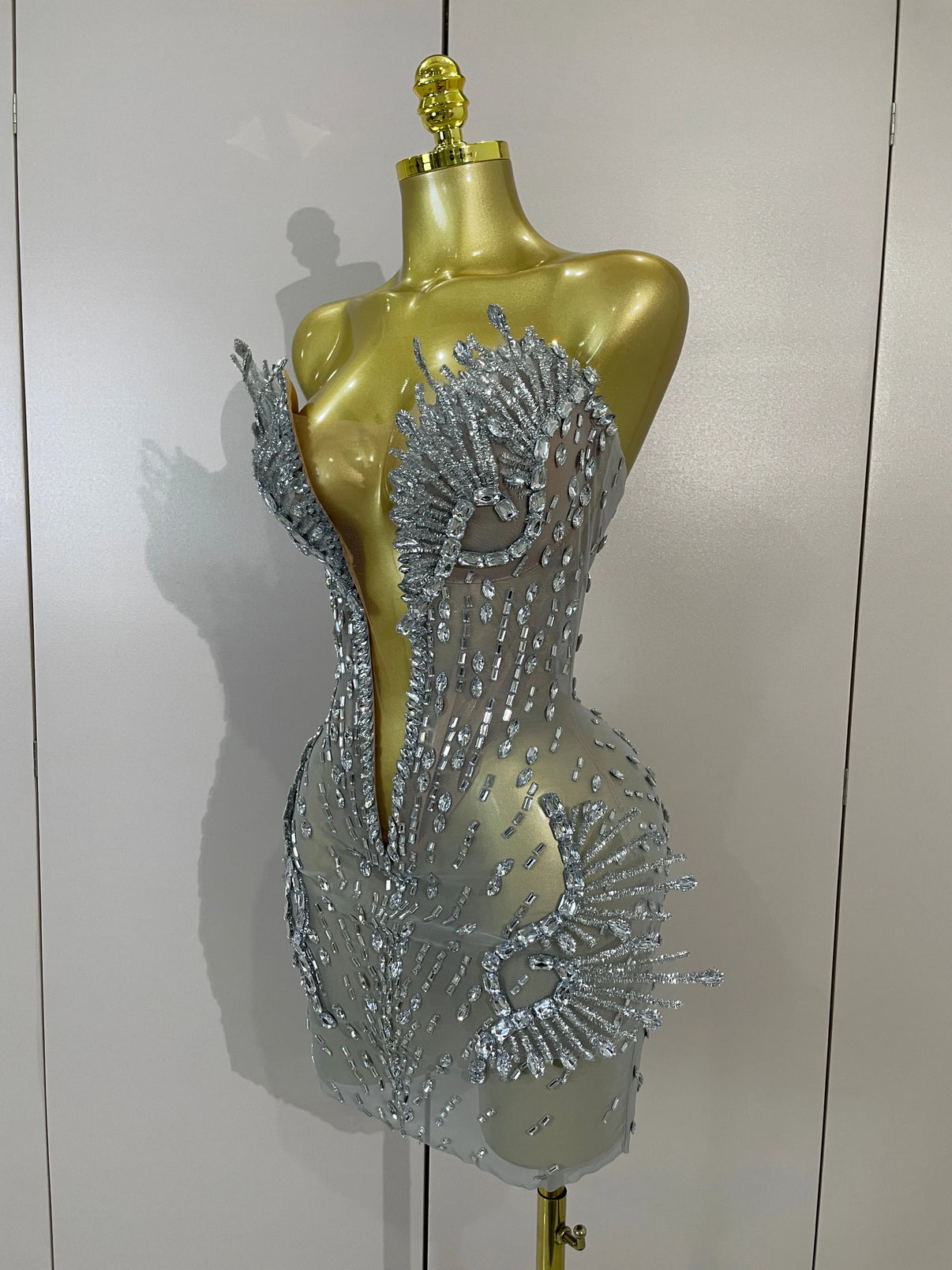 The Crystal Wing-Embellished Mini Dress