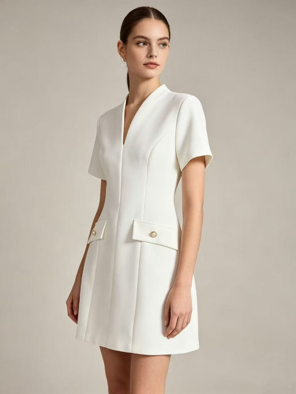 White Grace Tailored Mini Dress