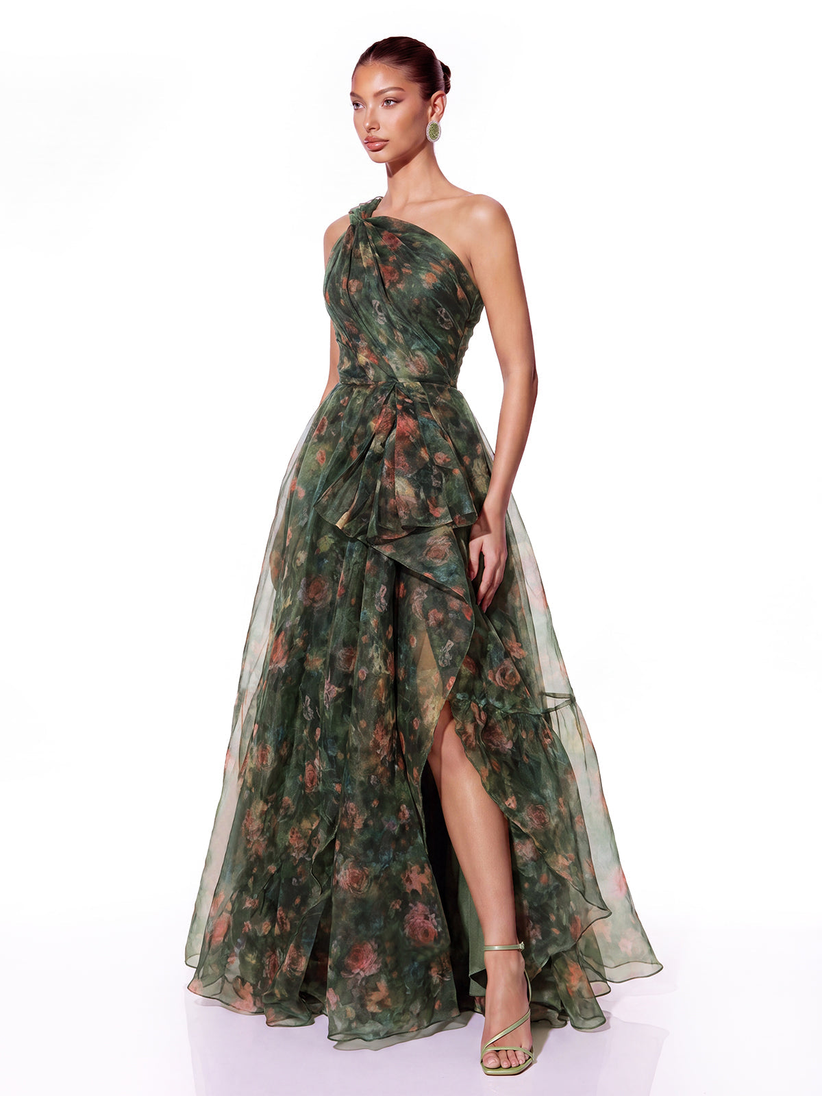 One Shoulder Floral Maxi Dress