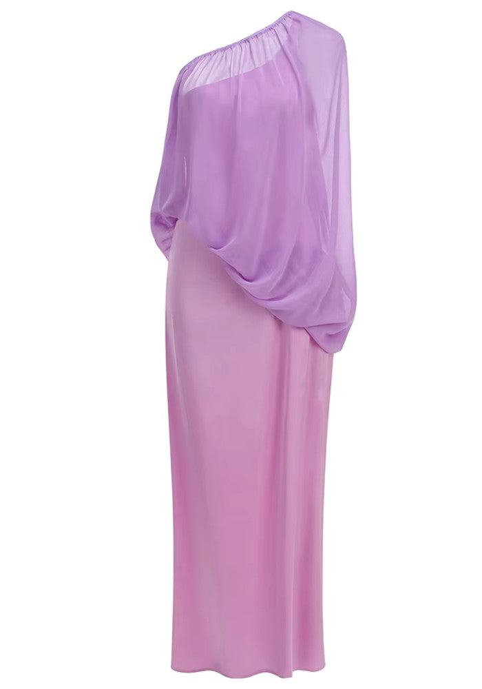 One Shoulder Bubble Maxi Dress Lavender