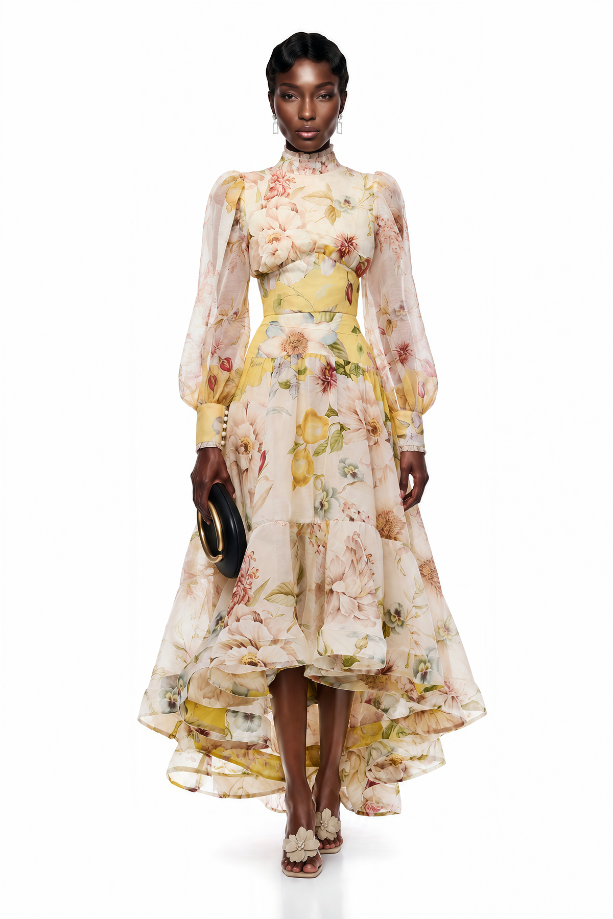 Dilek Yellow Floral Blouse & Asymmetrical Set