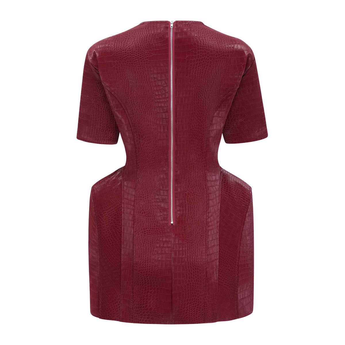 Frankie Red Leather Mini Dress with Decorative Buttons