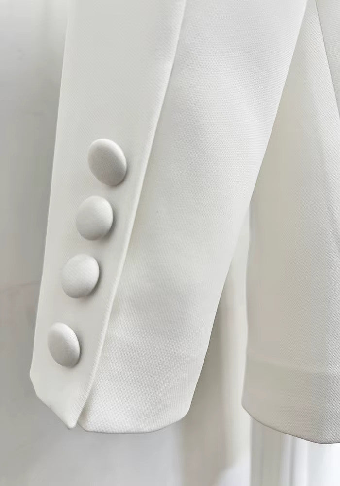 Floral Detail Suit White Black
