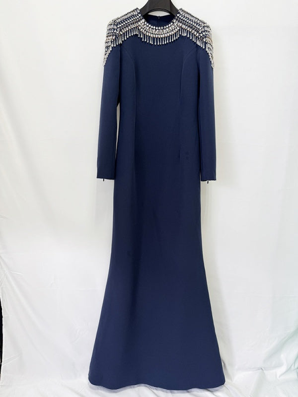 Midnight Royal Embellished Maxi Dress