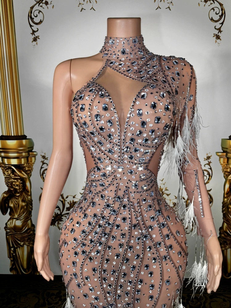 Celeste Crystal Feather Gown