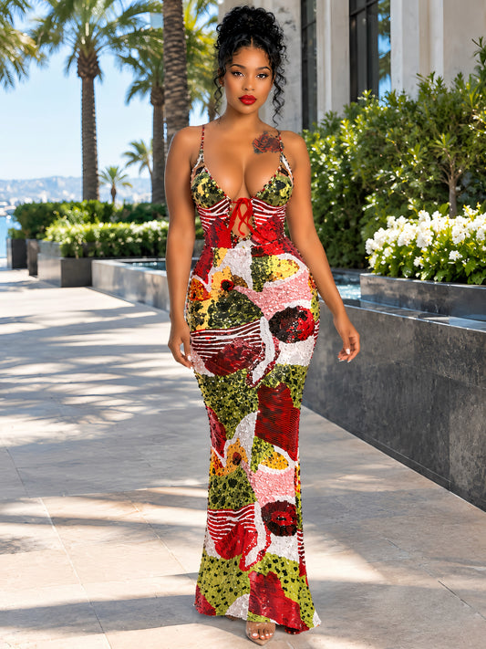 Zuri Sequin Art Maxi Dress