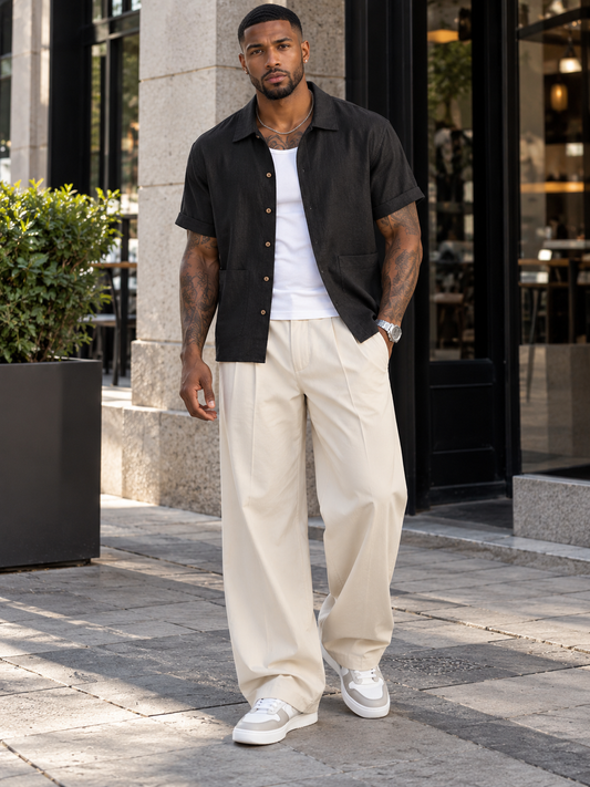 Men's Plus Size Casual Button Down Short Sleeve Shirt