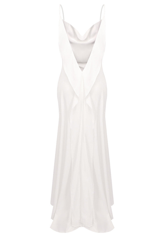 Backless A Line Maxi Dress White