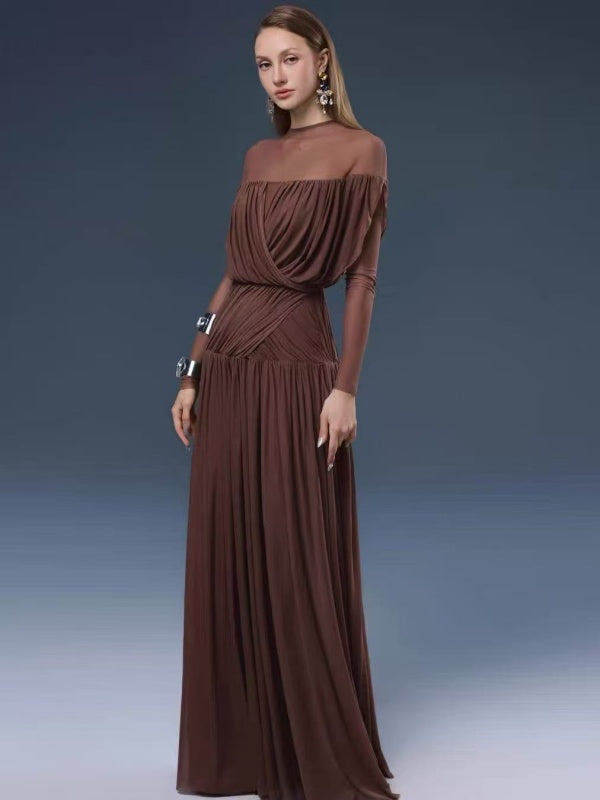 Mocha Muse Draped Maxi Dress