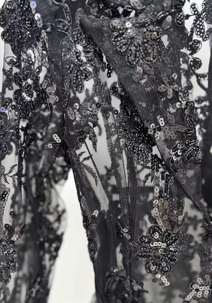 Sequined Lace Suit Black