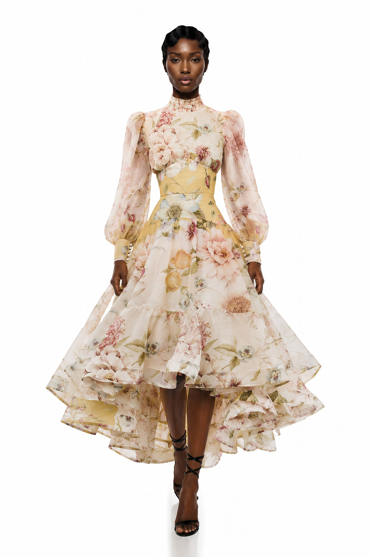 Dilek Yellow Floral Blouse & Asymmetrical Set