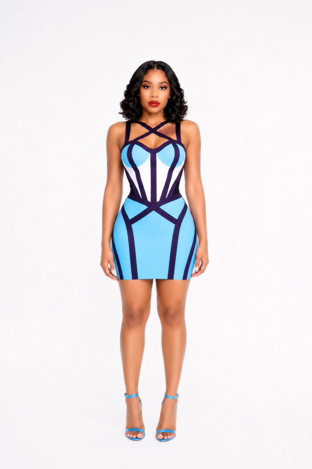 Azure Sculpt Mini Dress