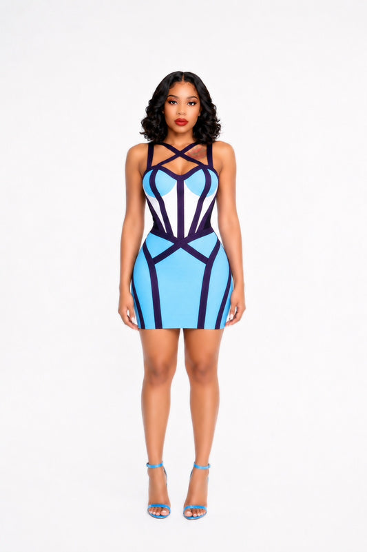 Azure Sculpt Mini Dress