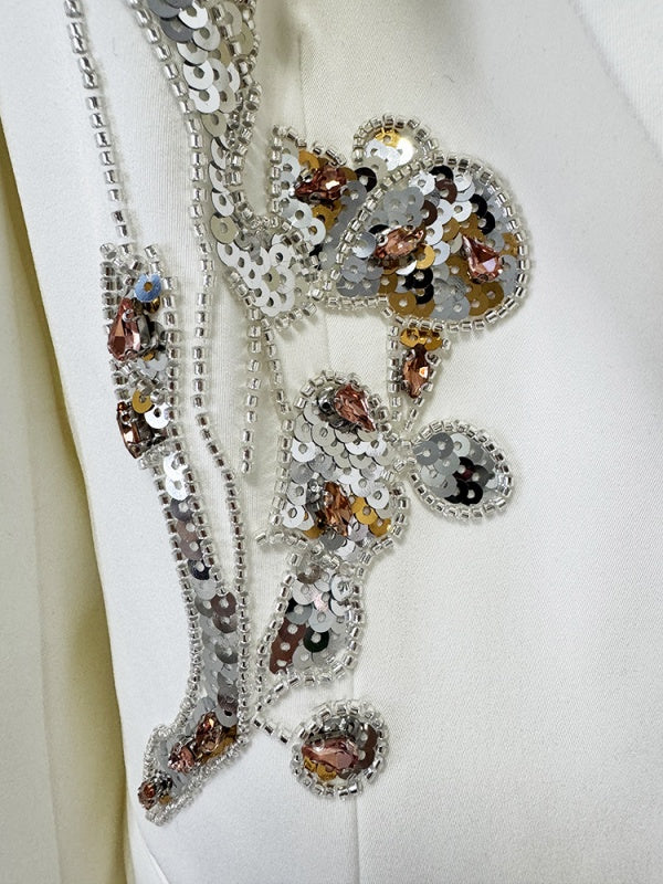 Ivory Royale Embellished Power Suit