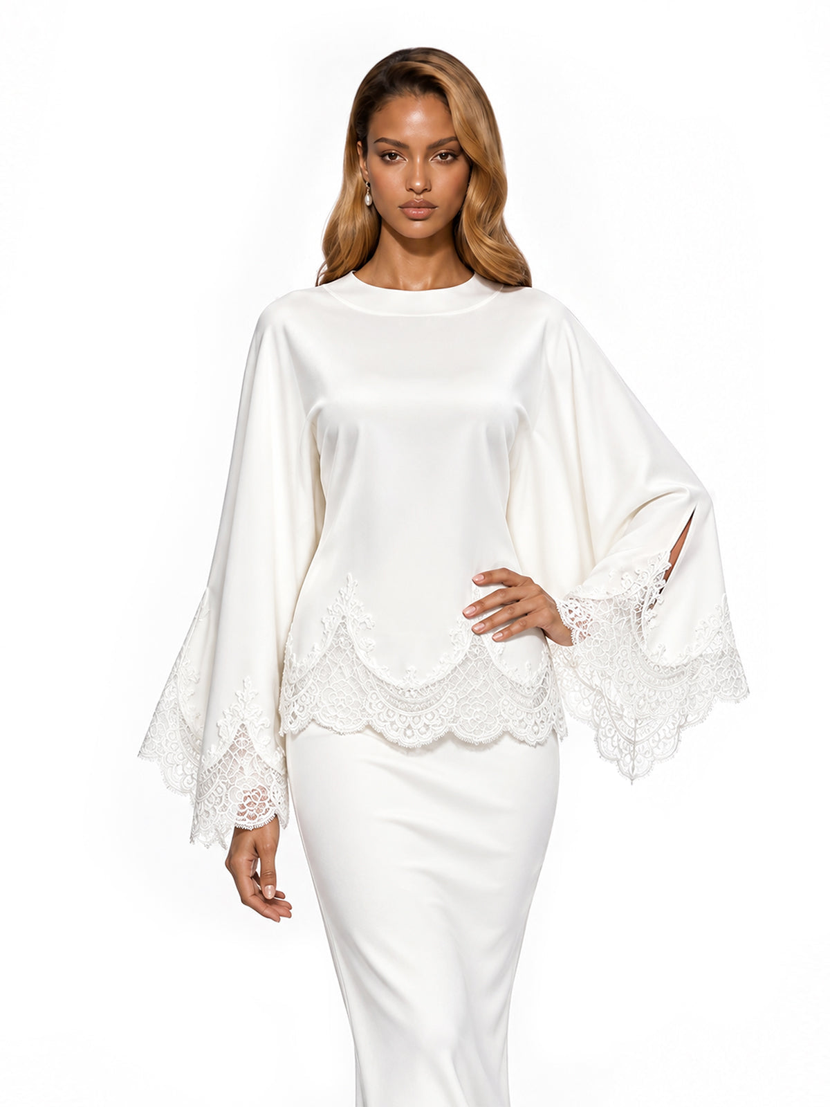 Ivory Lace Elegance Skirt Set