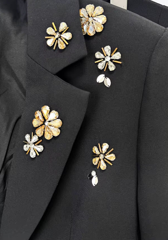 Crystal Flower Suit Black