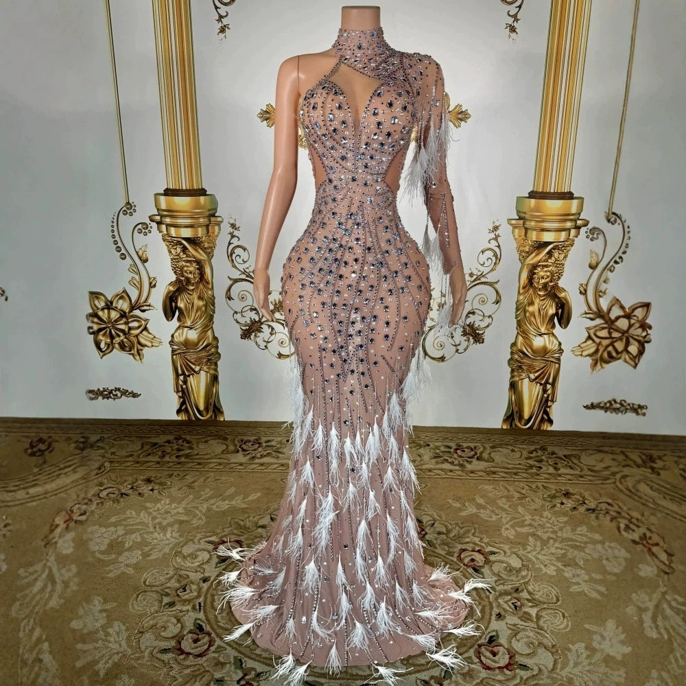 Celeste Crystal Feather Gown