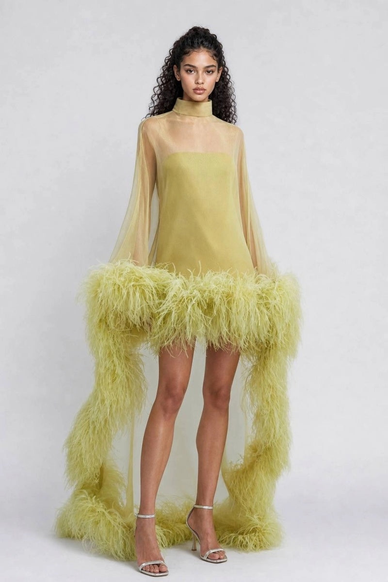 The Celeste Feather Mini Dress