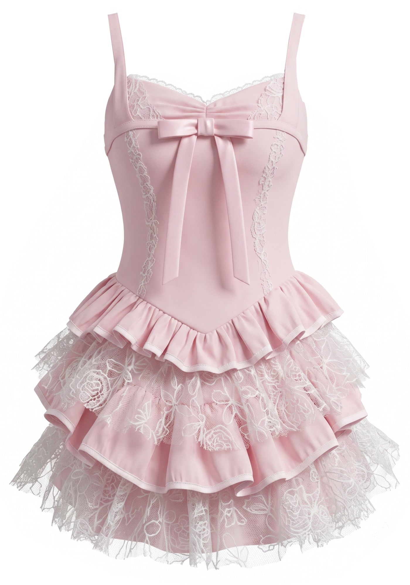 Lace Ruffle Dress Pink