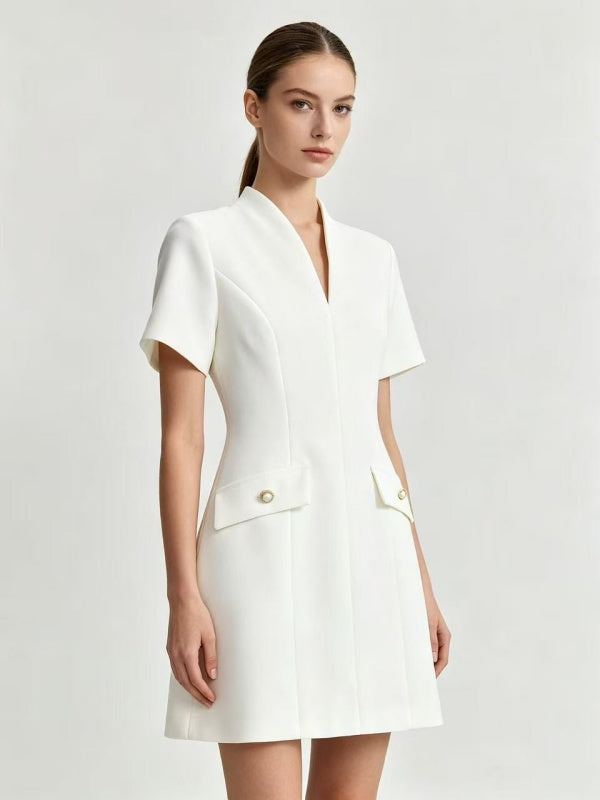 White Grace Tailored Mini Dress