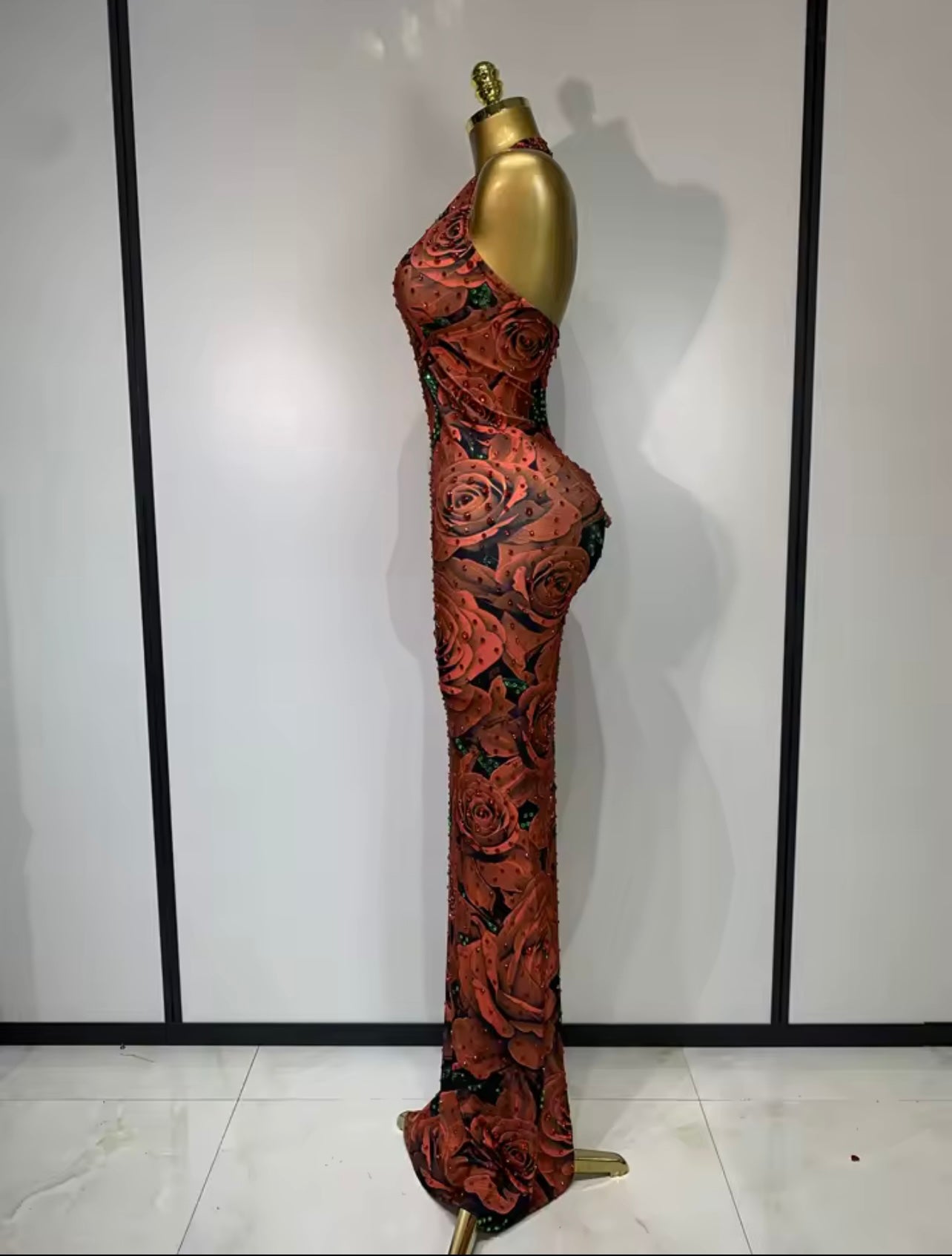Halter Bodycon Dress Sparkly Rhinestone V Neck Backless dress