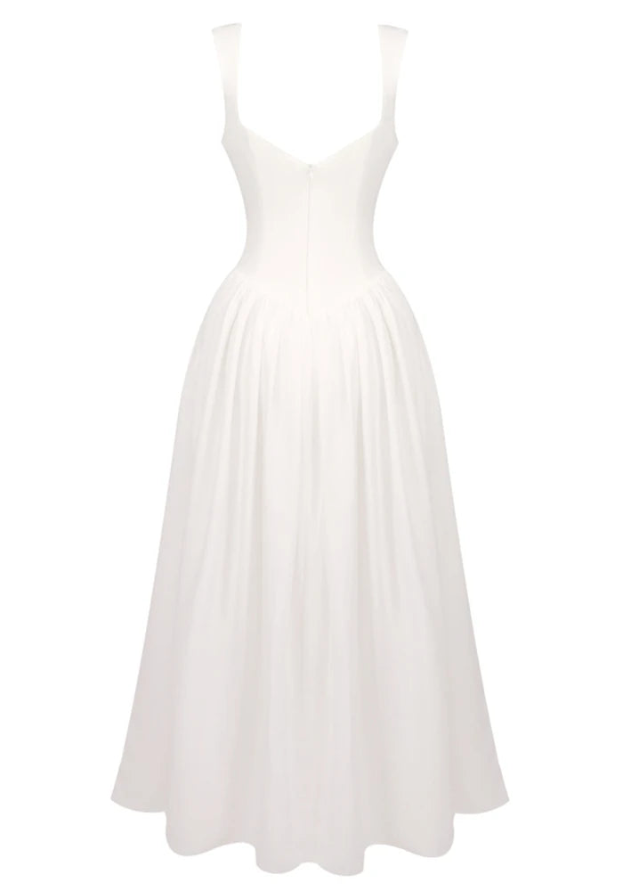 Structured A Line Maxi Dress White