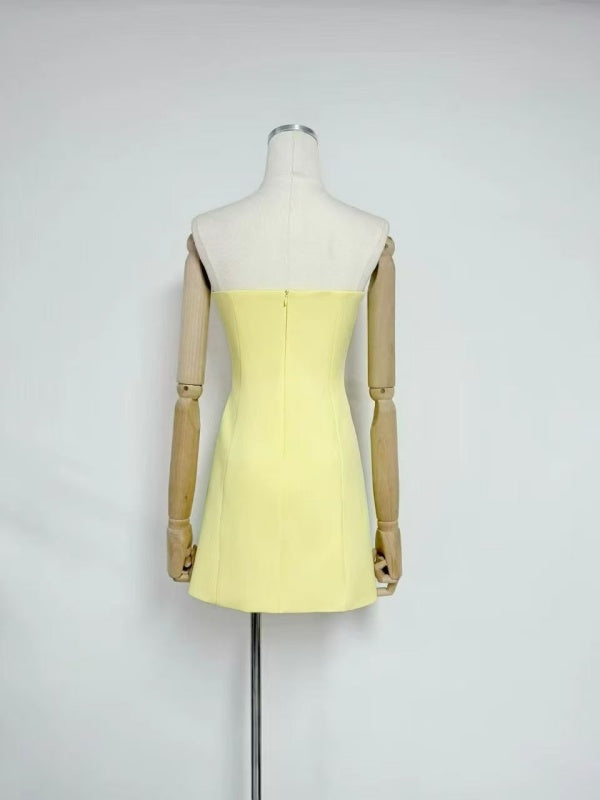 Lemon Blossom Embroidered Mini Dress
